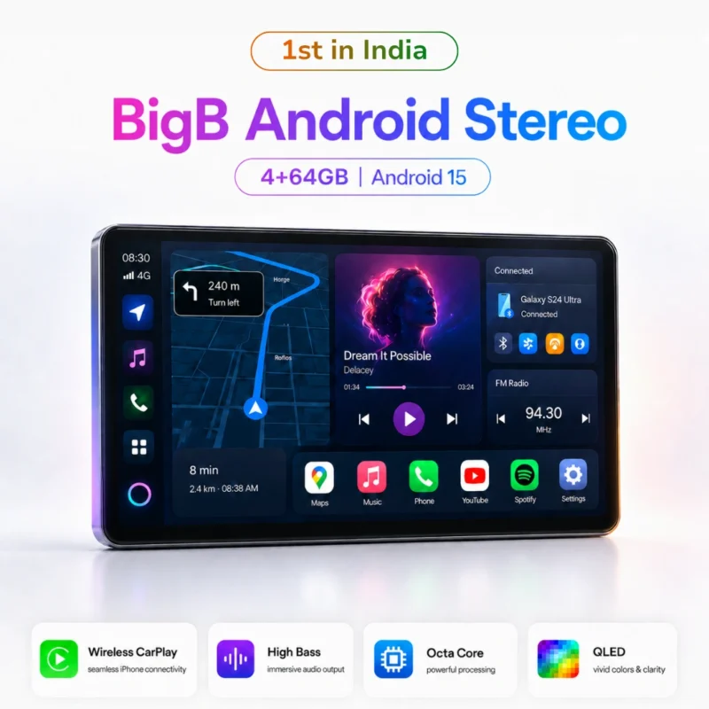 Woodman BIG B Android Stereo for Maruti Baleno 9″ HD IPS Display & Gorilla Glass (4GB / 64GB)