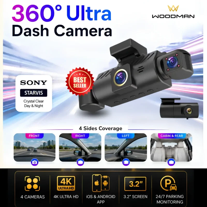 Woodman 360 Pro Ultra Car Dash Camera (4 Channel) ₹15,499/-