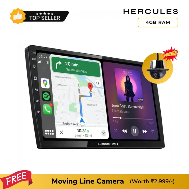 Woodman New HERCULES Android Car Stereo | 4GB RAM | 8 core processor | 4G Enabled | Wireless Carplay & Android Auto