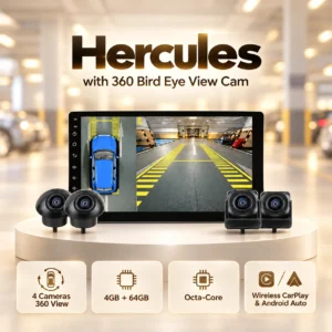 Woodman HERCULES Android Car Stereo with 360 Bird Eye View Camera | 4-Cameras | 4GB